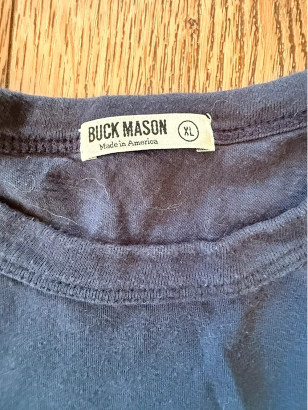 Buck Mason Navy Curved Hem Tee Men's XL Made in USA
